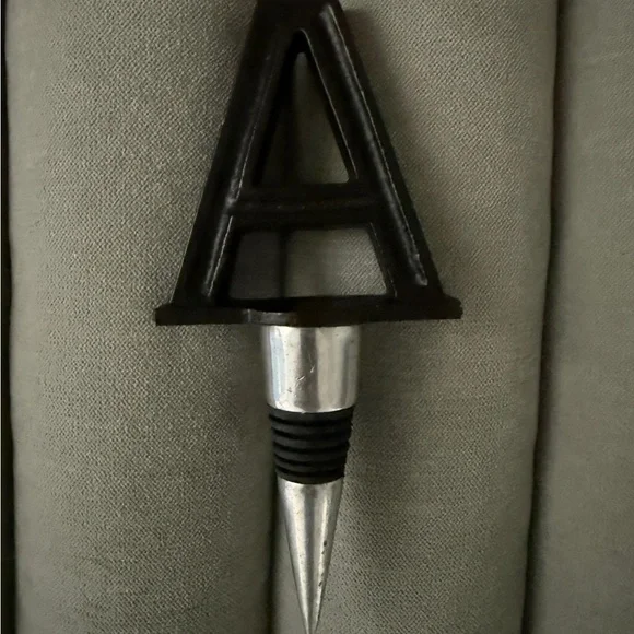 Pottery Barn Letter A Black Silver Wine Stopper Entertaining Details Decor Host - Picture 2 of 4